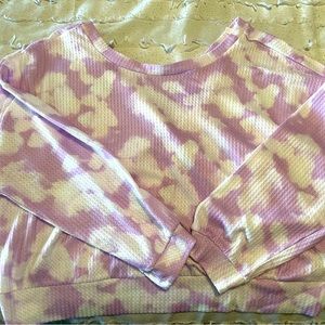 Purple tie-dye waffle ls shirt.